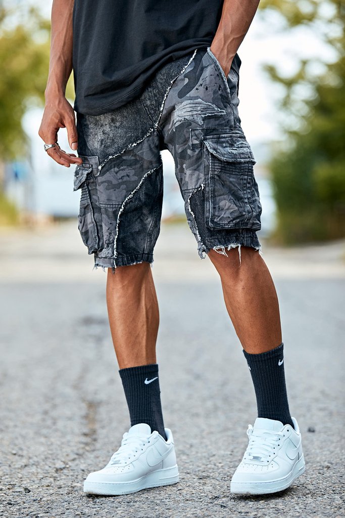 FREEDOM DENIM CARGO SHORTS (BLACK CAMO) – Stylz-N-Couture