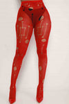 ALL OVER CUT OUT LEGGINGS (ONE SIZE) RED/BLACK/WHITE