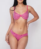 Rhinestone Bikini Top & Bottom Set Pink