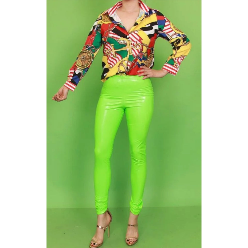 NEON GREEN LATEX LEGGING PANTS – Stylz-N-Couture